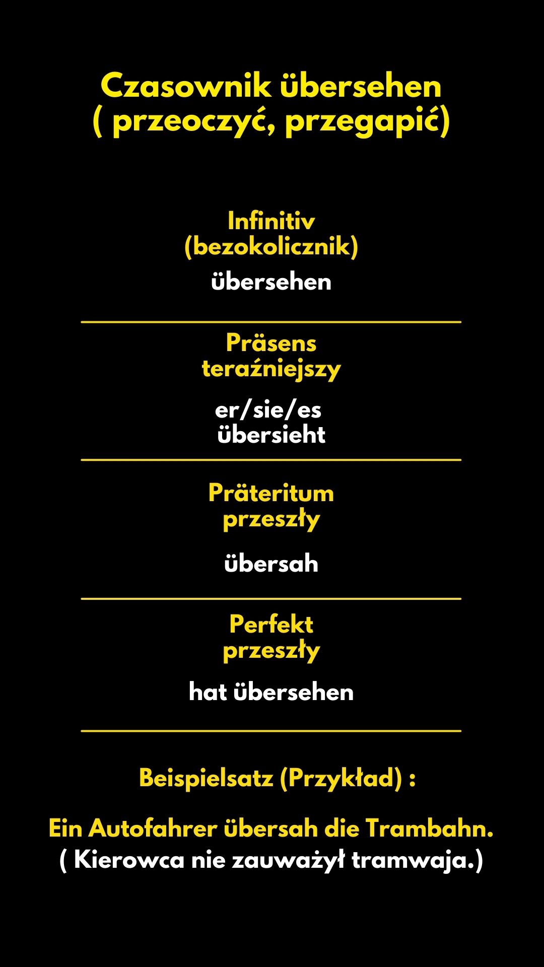 Czasownik übersehen - przeoczyć, nie zauważyć