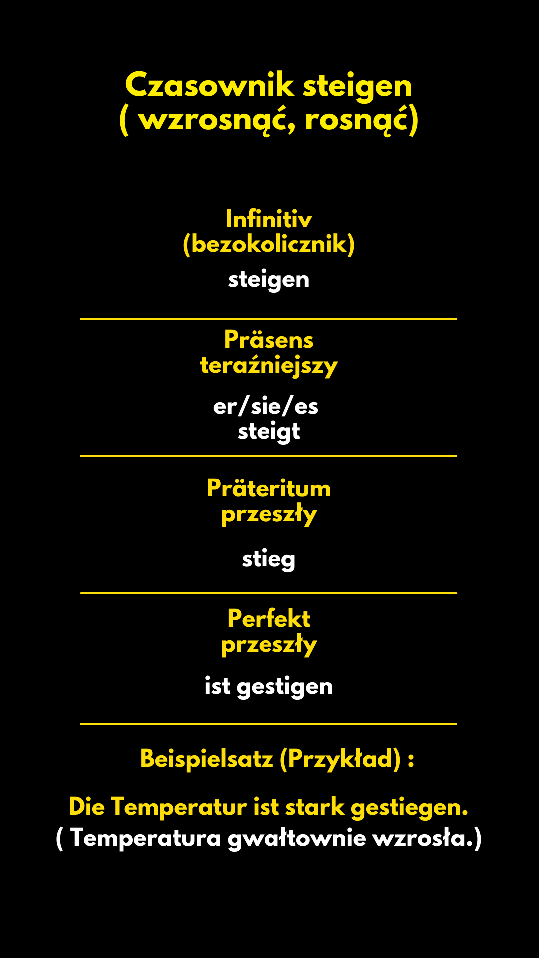 Czasownik steigen - wzrosnąć