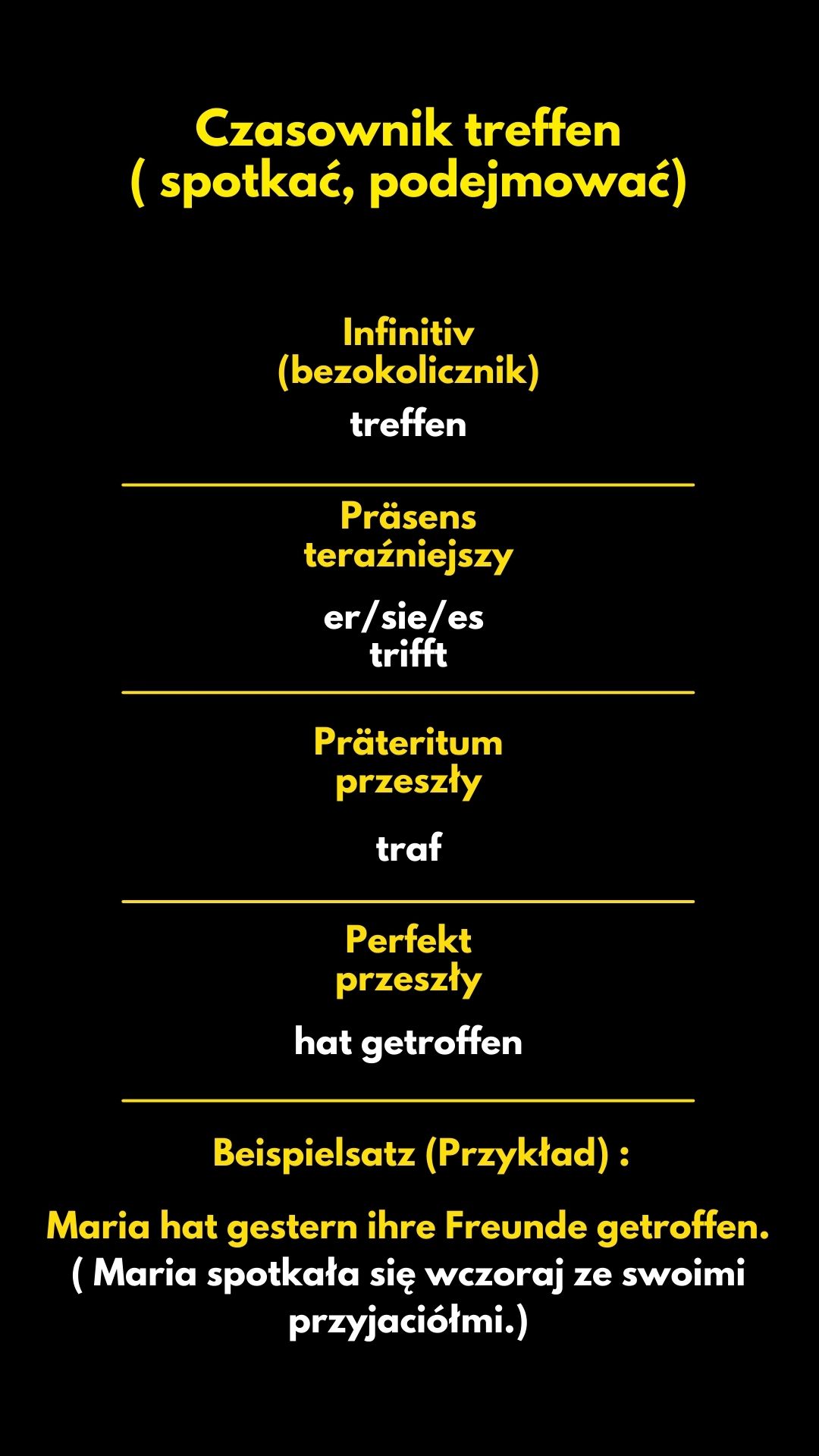 Czasownik treffen - spotkać, podejmować