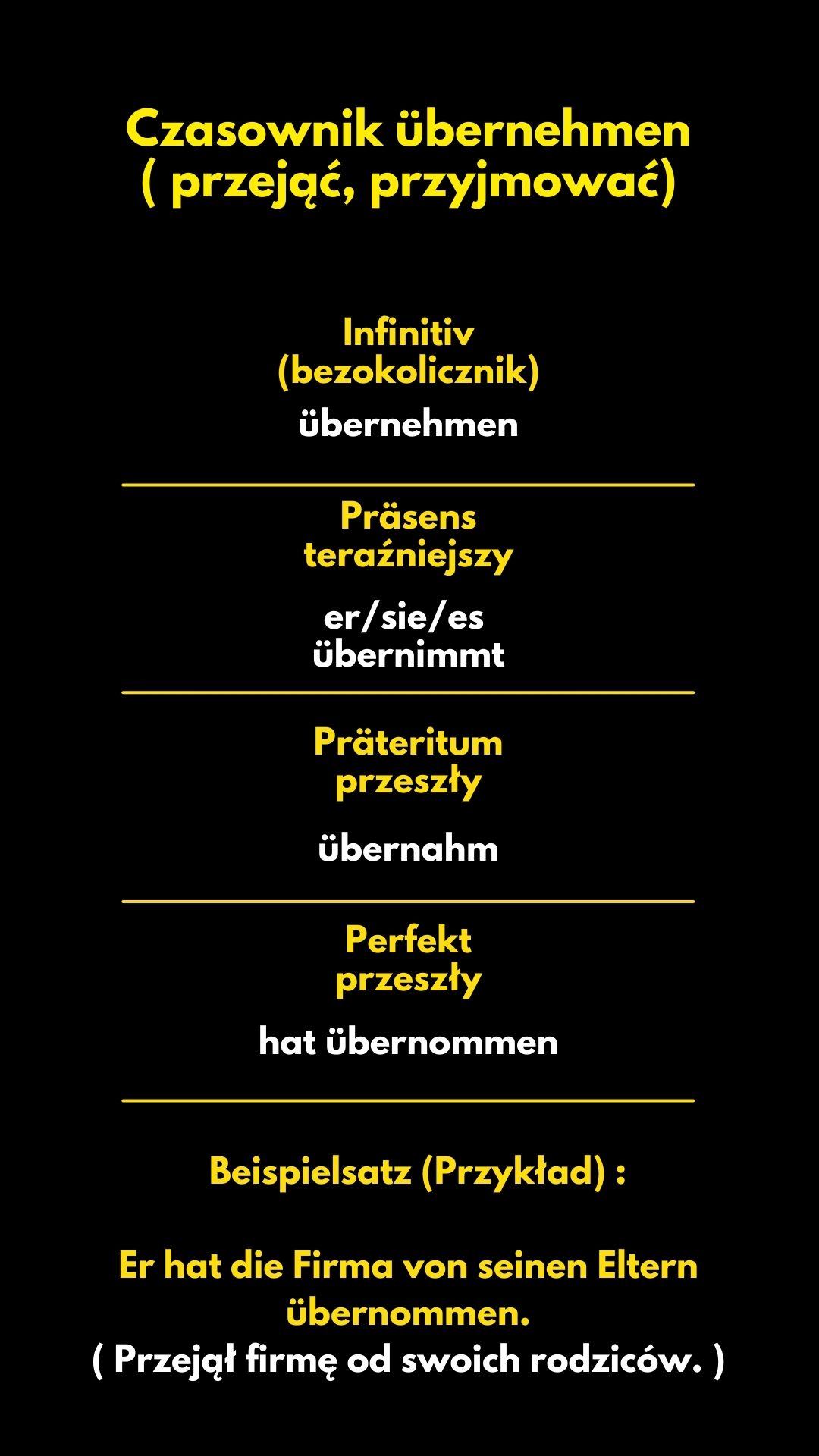 Czasownik übernehmen - przejąć