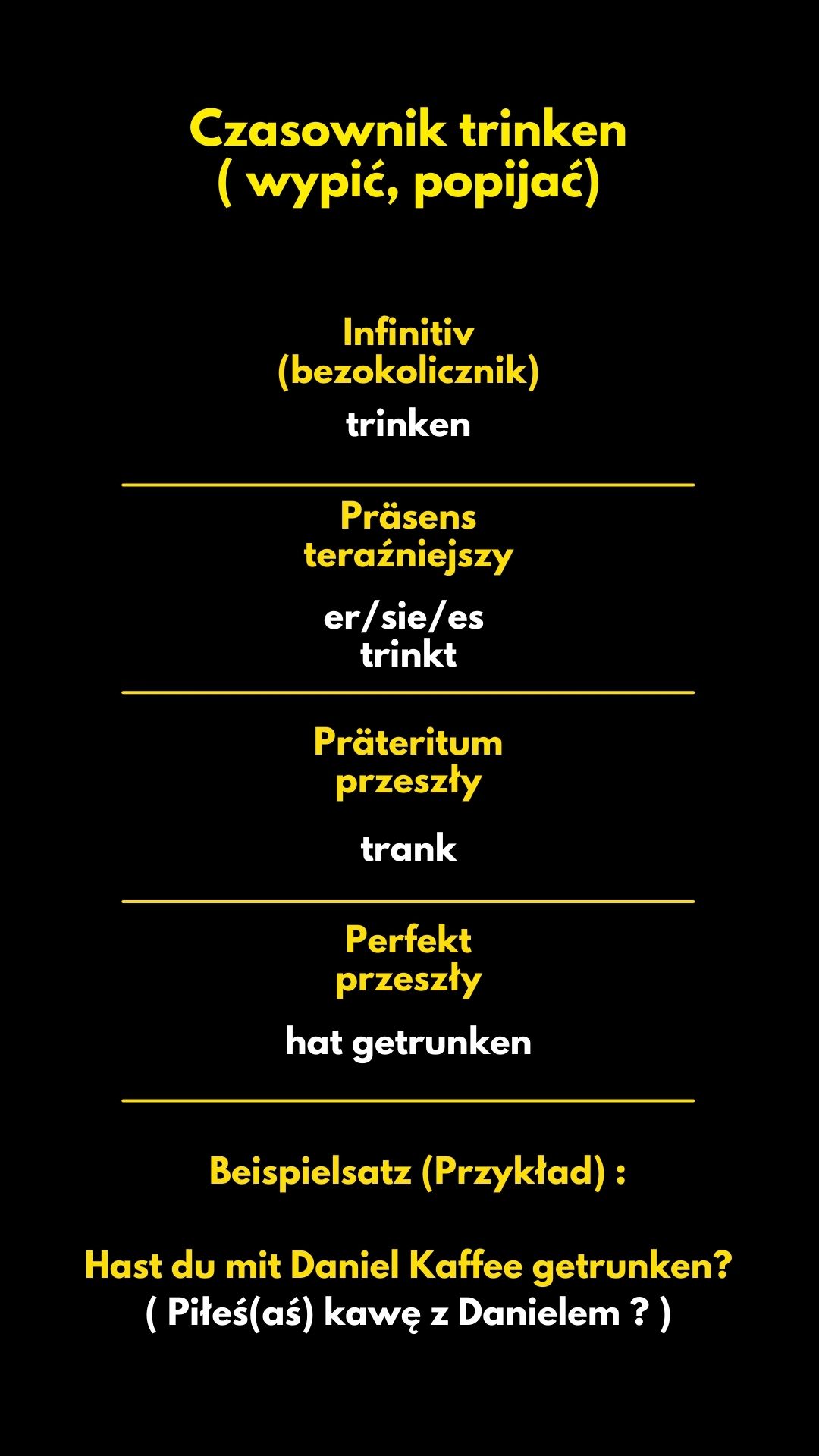 Czasownik trinken - pić, popijać, wypić