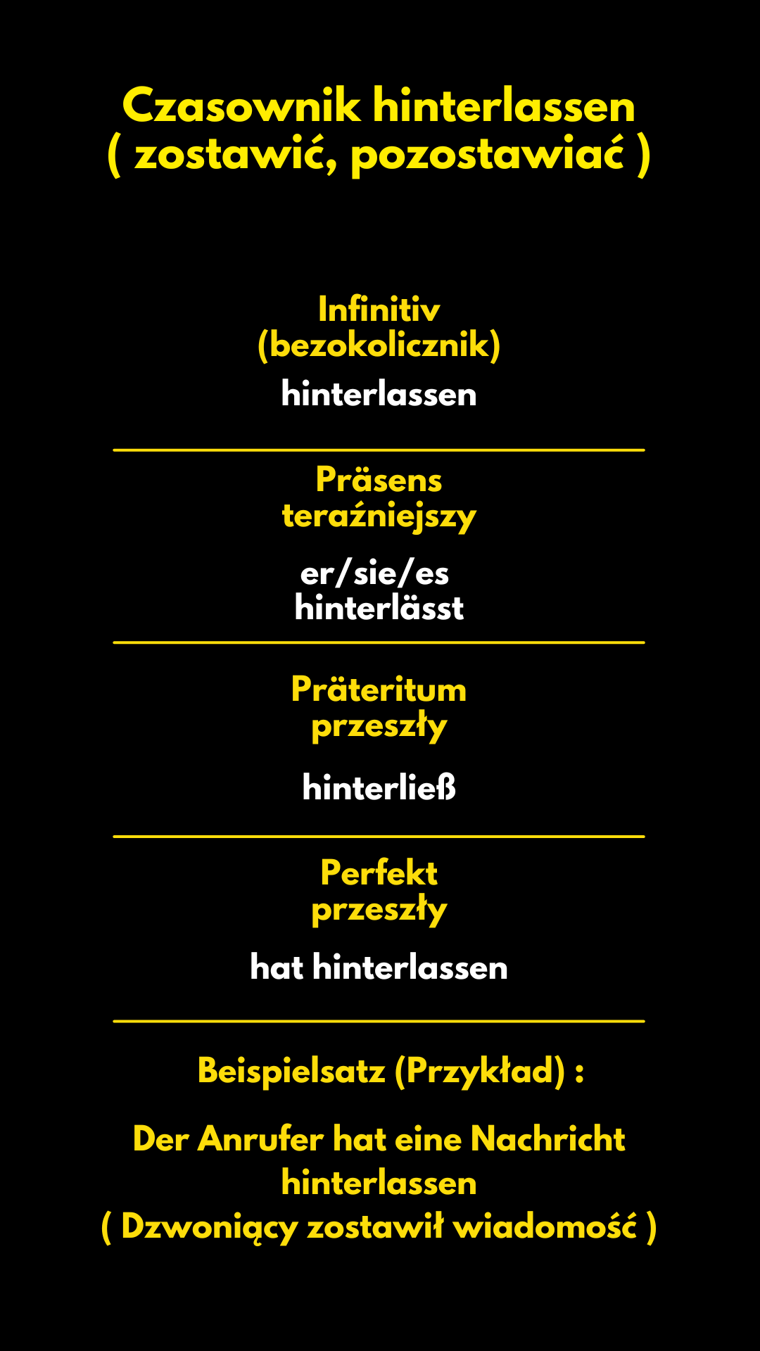 Czasownik hinterlassen - pozostawić